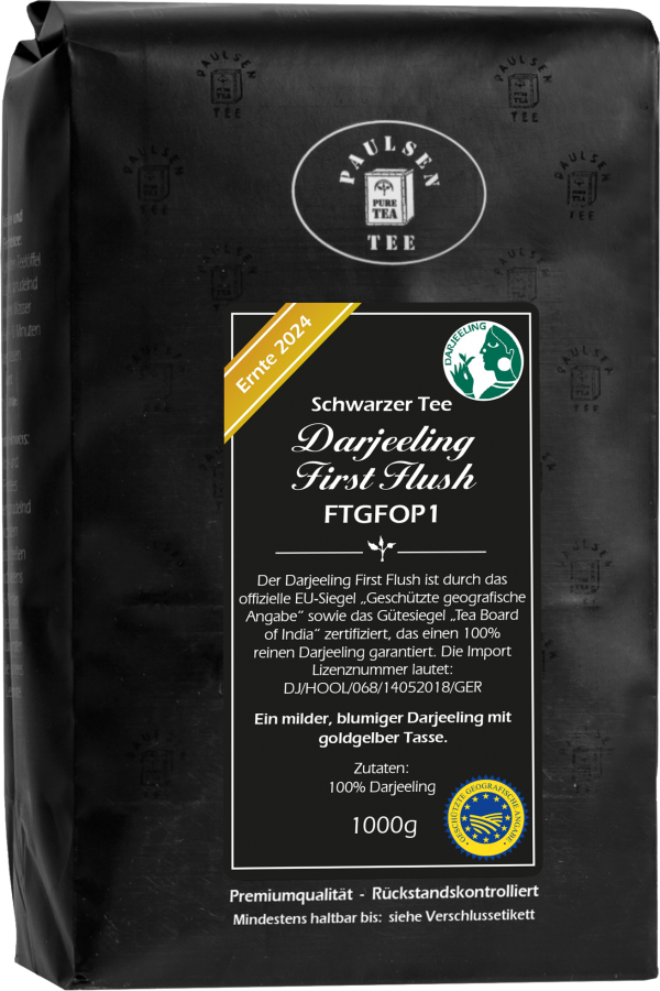 Darjeeling First Flush FTGFOP, schwarzer Tee, Ernte 2024, 1kg Packung